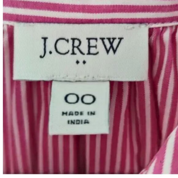 J.Crew  Pink & White Striped Shirt Dress Button Front, Long Sleeve Size 0 EUC - Picture 4 of 4